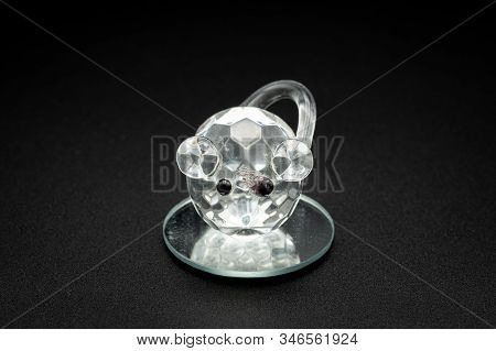 Closeup Of A Figurine Of A Mouse Made Of Glass