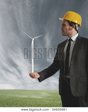 Podnikatel a větrná turbína