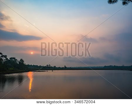 Sunrise Scenery View At Reservoir On Phu Kradueng Mountain National Park In Loei City Thailand.phu K