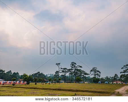 Campground On Phu Kradueng Mountain National Park In Loei City Thailand.phu Kradueng Mountain Nation