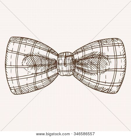 Classic Retro Checkered Bow Tie Hand Drawn Illustration
