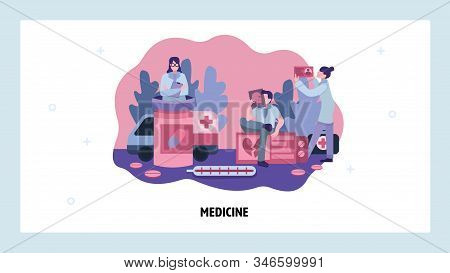 Doctor And Nurse In Hospital Emergency Room. Medicine And Healthcare Concept. Drugs, Ambulance, Ther