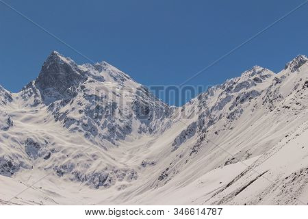 Natural Monument El Morado. Close Up Of The Mountain El Morado, In Cajón Del Maipo, Central Andes Of