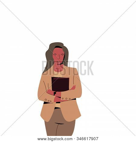 The Woman Who Stood Up And Smiled, Wearing A Suit And Hat, While Carrying A Book In Front Of Her Bod