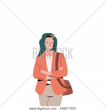 The Woman Who Stood Up And Smiled, Wearing A Suit And There Was A Flower In Her Head, Carrying A Sho