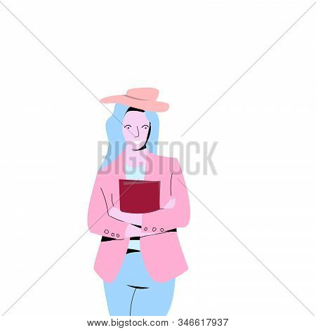 The Woman Who Stood Up And Smiled, Wearing A Suit And There Was A Yellow Headband On Her Head, Weari