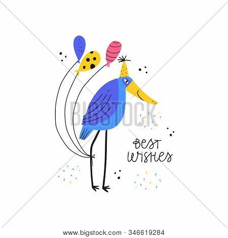 Best Wishes Flat Vector Greeting Card Template