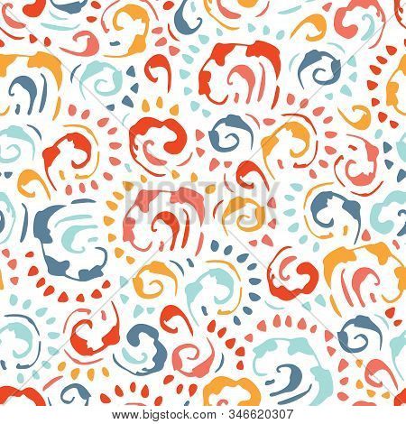Artistic Baroque Hand-drawn Colorful Vintage Vector Seamless Pattern On White Background. Elegant Cl