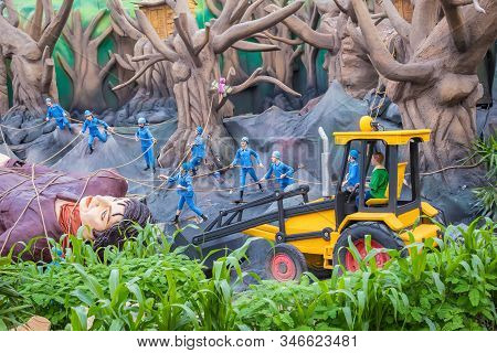 A Creation Inspired By Gulliver's Travels, Picture Of Gulliver Held Prisoner And Tied Hand, Foot And