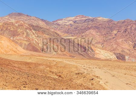 View Of Artist Palette In Death Valley From Artist Drive In California. Usa. The Hottest Places In T