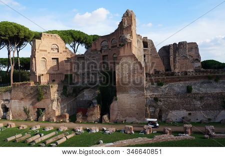 Remains Of Palace Of Emperor Titus Flavius Domitianus In Rome