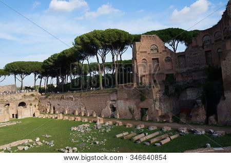 Remains Of Palace Of Emperor Titus Flavius Domitianus In Rome