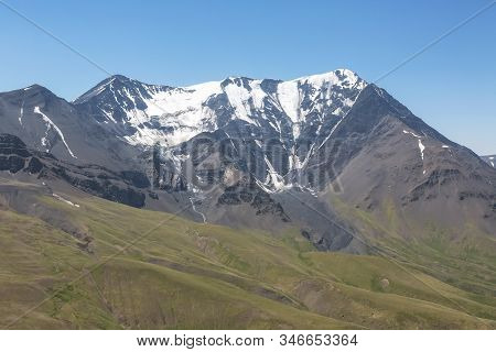 Mountain Top With Glaciers. Caucasus. Bazaar Duzi.