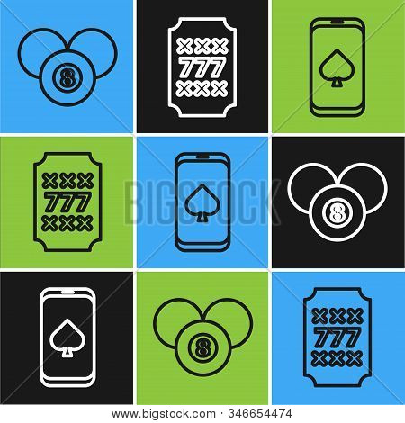 Set Line Billiard Pool Snooker 8 Ball, Online Poker Table Game And Slot Machine With Lucky Sevens Ja