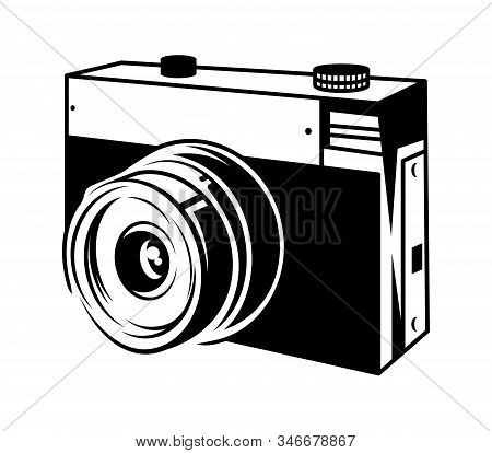 Classic Old Film Camera For Take A Photo 35mm. Retro Hipster Photo Camera Isolated On White Backgrou