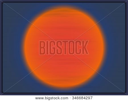 Bright Orange Sun At Sunset Close-up. Cirrus Clouds In The Sky Against The Background Of The Sun. Th