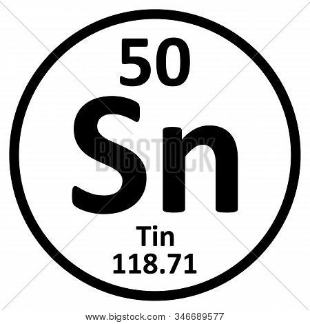 Periodic Table Element Tin Icon On White Background. Vector Illustration.
