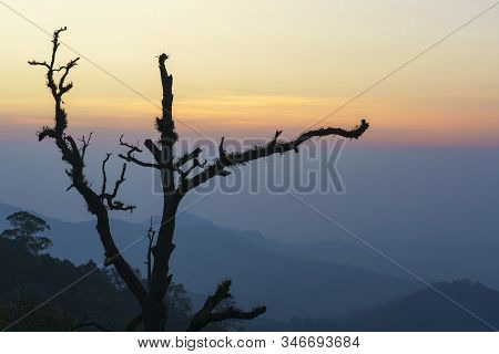 Beautiful Kewfin Viewpoint Is Located In Chae Son National Park Near Mae Kampong Village In Twilight