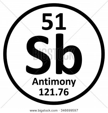 Periodic Table Element Antimony Icon On White Background. Vector Illustration.