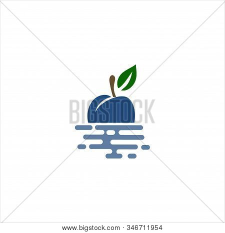 Floating Plum Fruit Logo Icon Design Vector Stock Template