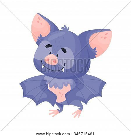 Cartoon Bat Character With Satisfied Expression On Its Muzzle Vector Illustration