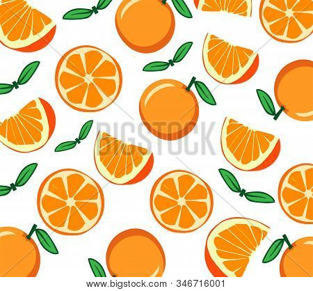 Orange Fruit Seamless Pattern Design Vector Stock