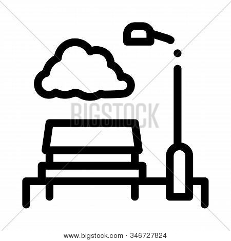 Park With Benches Icon Vector. Outline Park With Benches Sign. Isolated Contour Symbol Illustration