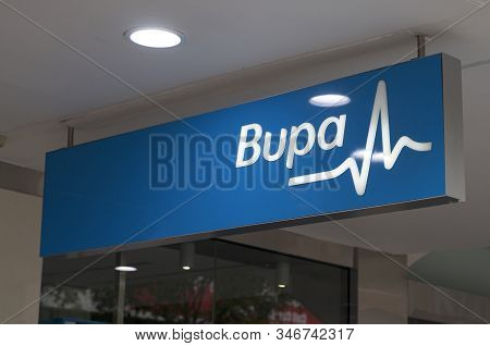 Brisbane, Queensland, Australia - 17th January 2020 : Bupa Sign Hanging In Front Of The Agency Entra