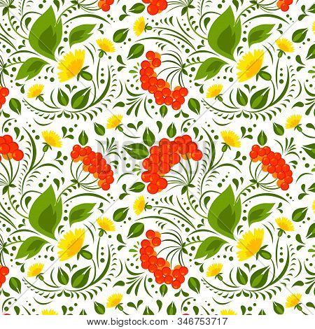 Graphic Ethnic Floral Pattern With Ukrainian Folk Motifs. Great Element For Your Design.