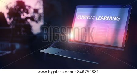 Custom Learning On Beautiful Space Gray New Model Of Stylish Contemporary Notebook. Continuing Educa