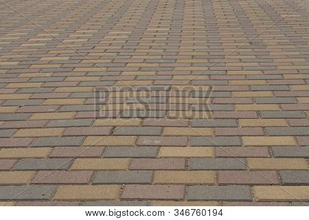 Close Up With Red Slab Pattern On The Floor