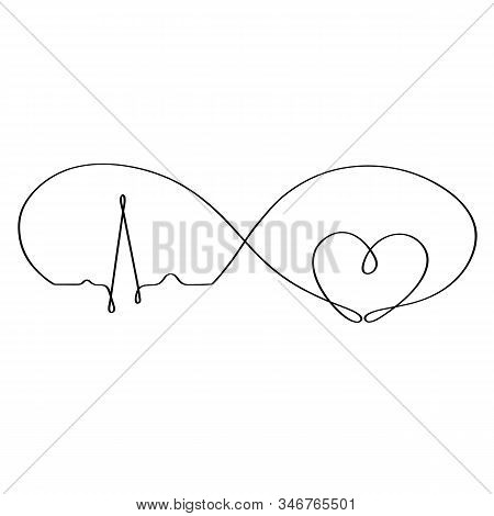 Eternal Love While The Heart Beats. Drawn In One Continuous Line By Hand. Isolated Stock Vector Illu