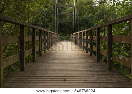 Wooden Bridge In A Village In Northern Spain