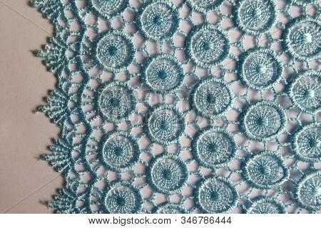 Edge Of Sky Blue Crochet Lace Fabric