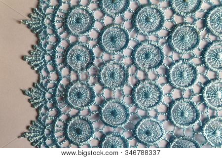 Vertical Edge Of Sky Blue Crochet Lace