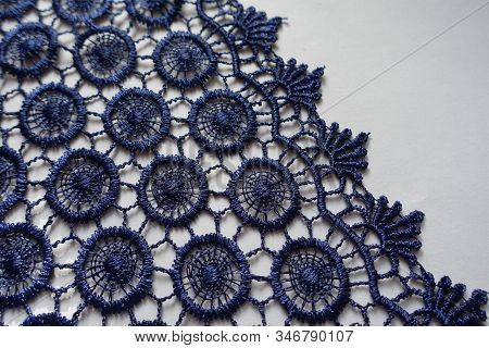 Edge Of Navy Blue Crochet Lace Fabric