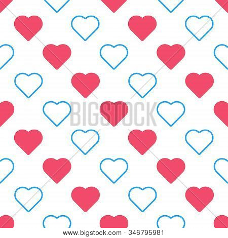 Love Hearts Seamless Pattern Vector Illustration.