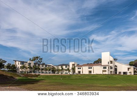 Goleta, Ca, Usa - January 2, 2020: Ucsb, University California Santa Barbara. Wide Shot Of The Club 
