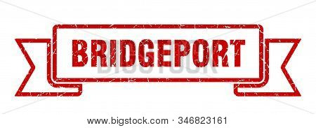 Bridgeport Ribbon. Red Bridgeport Grunge Band Sign