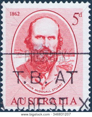 Saint Petersburg, Russia - January 21, 2020: Postage Stamp Printed In Australia With A Portrait Of T
