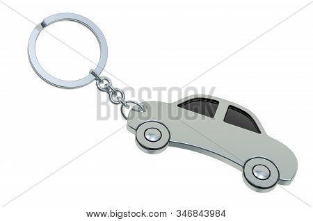 Car Keychain, 3d Rendering Isolated On White Background
