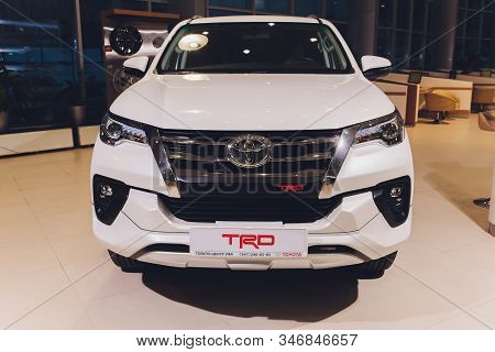 Ufa, Russia, 15 January, 2020: All-new Compact Crossovers Toyota Rav4 Premier At Toyota Car Standing