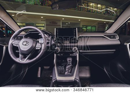 Ufa, Russia, 15 January, 2020: All-new Compact Crossovers Toyota Rav4 Premier At Toyota Car Standing