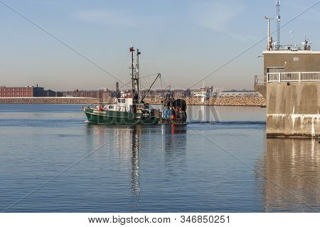 New Bedford, Massachusetts, Usa - January 24, 2020: Commercial Fishing Vessel Rayna & Kerstin, Haili
