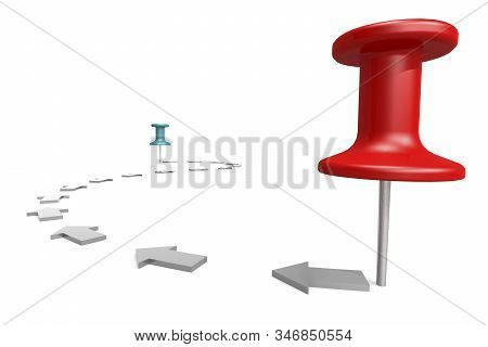 Thumb Pin Path Isolated On White, 3d Rendering