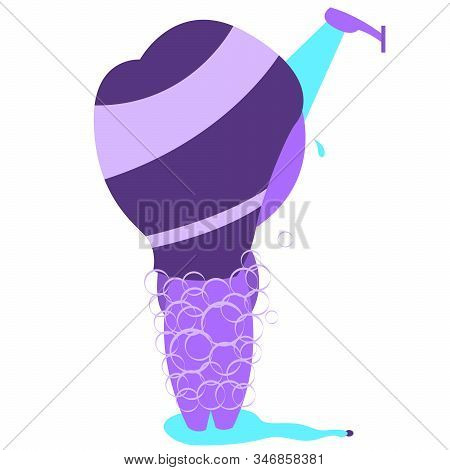 Chibi Muslim Female Cartoon Character. Illustrative Example Of Learning Children's Daily Bathing Act
