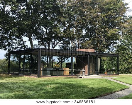 New Canaan, Ct - Oct 2: The Glass House By Philip Johnson In New Canaan, Connecticut, As Seen On Oct