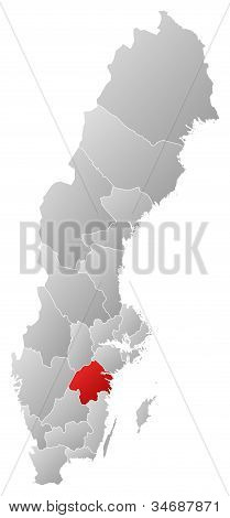 Map Of Sweden, Östergötland County Highlighted