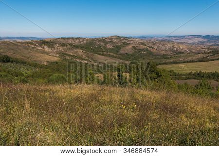 Panoramic View Of Countryside From Radicofani Medieval Town In Tuscany