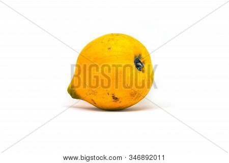 Yellow Tropical Fruit Santol Or Chisa On White Background. Egg Fruit Or Chisa Studio Shot. Exotic Fr
